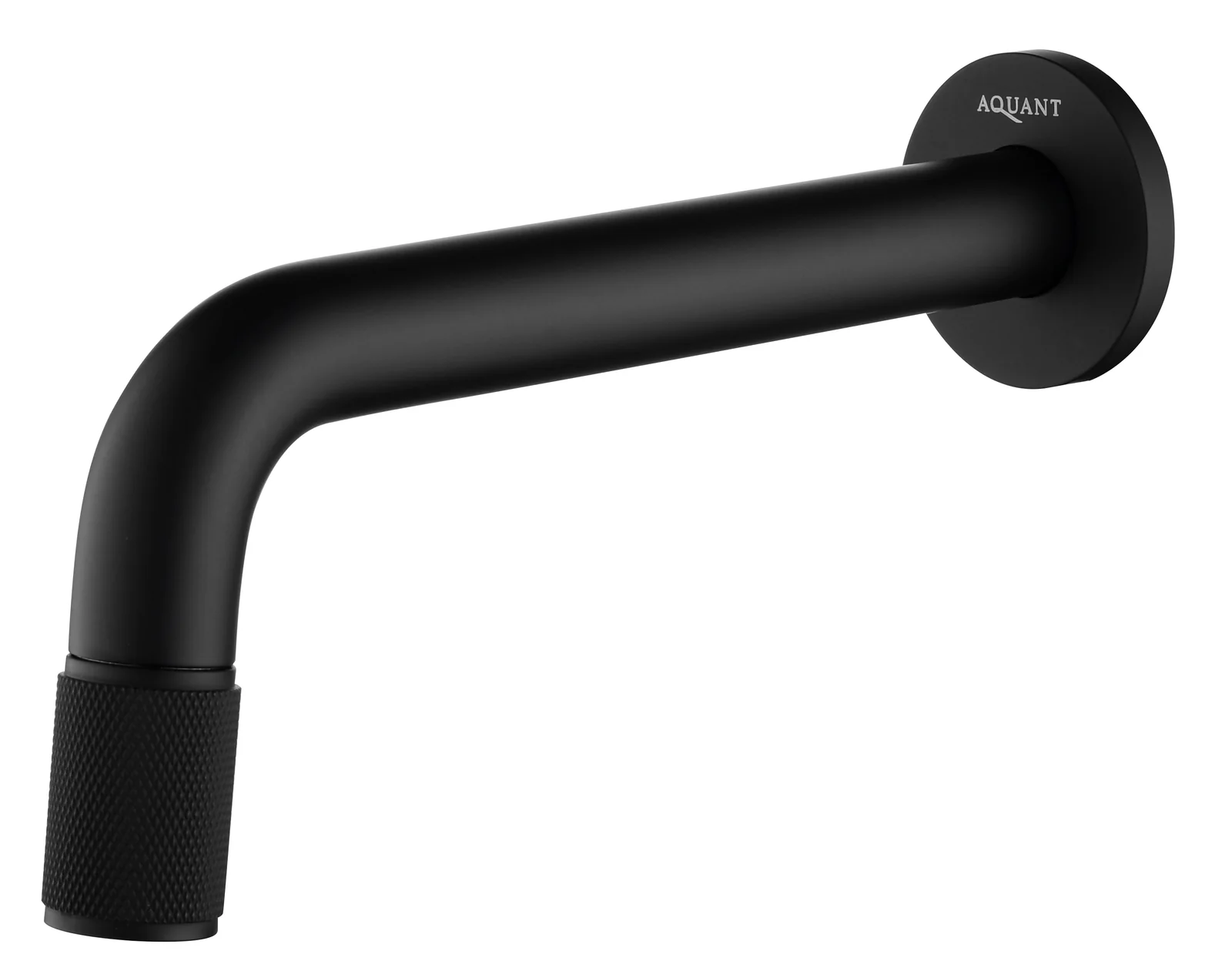 Aquant 1311 MB Wall-Mounted Spout · Matt Black — Knurled wall spout for basin or bath.