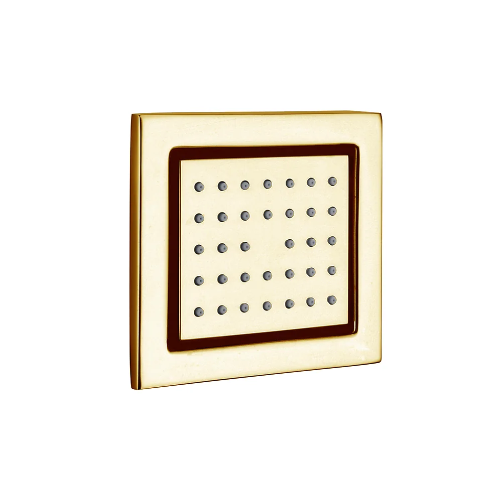 Aquant 1477 BG Body Jet, Large · Brushed Gold — Square body jet with a wide spray face.
