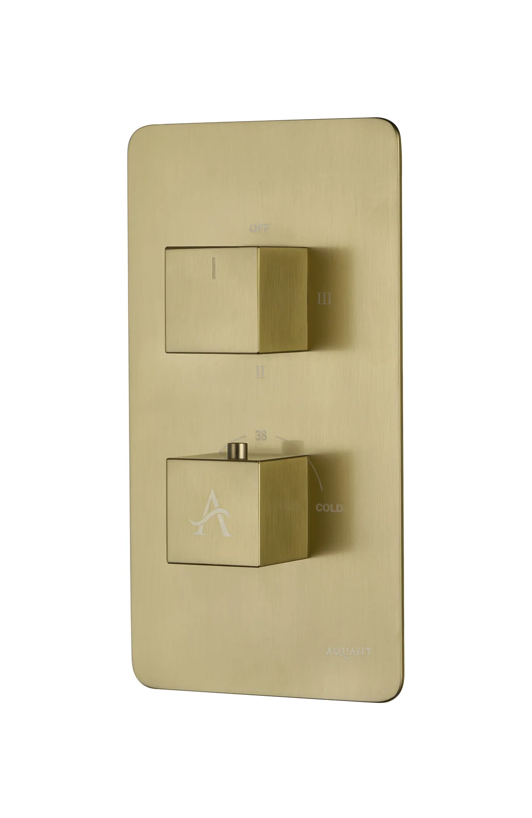 Aquant 2104 BG Thermostatic Diverter, Two Controls · Brushed Gold — Concealed thermostatic diverter.