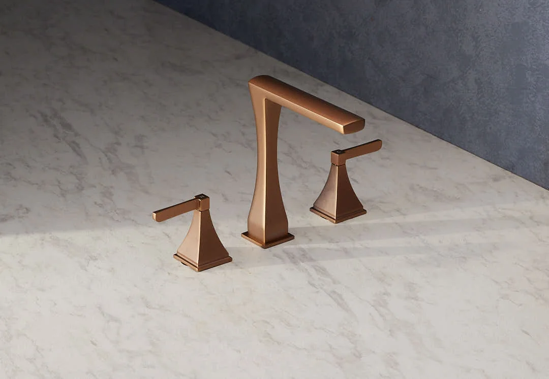 Aquant 1327 Three-Hole Table-Mounted Basin Mixer · Brushed Gold