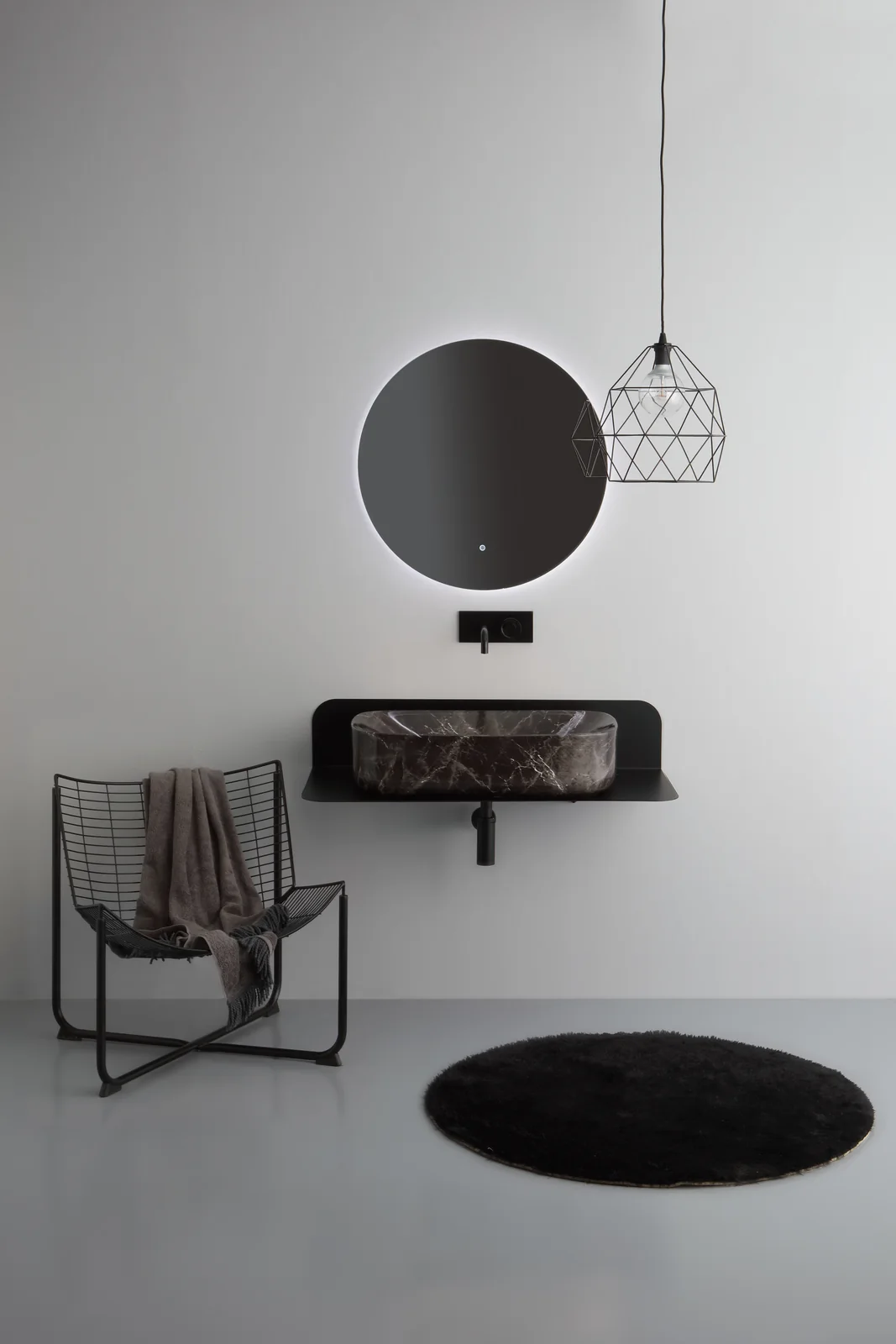 Scarabeo Moon Basin 5502 · Marble Black — Sculpted ceramic countertop basin.