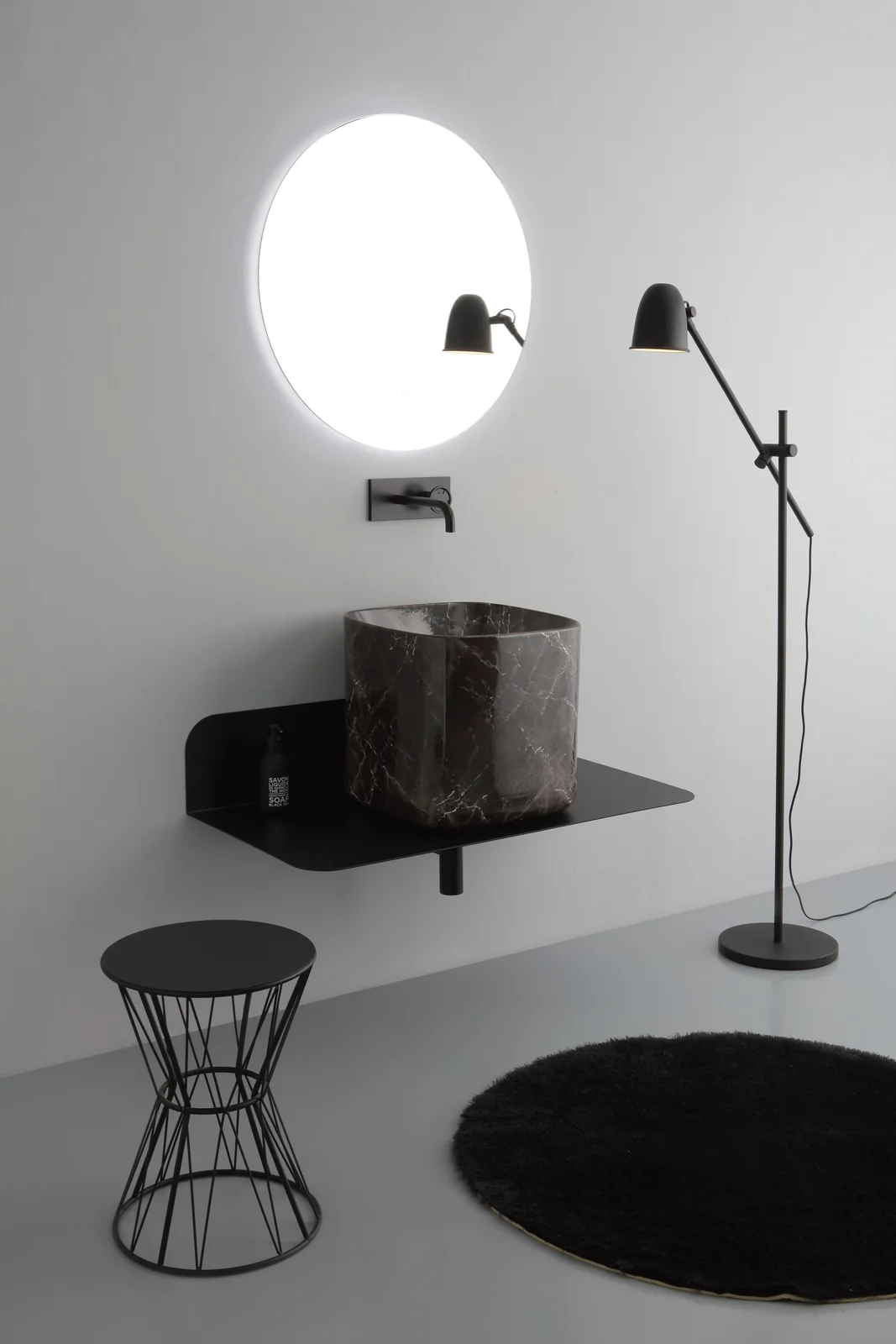 Scarabeo Moon Basin 5503 · Marble Black — Sculpted ceramic countertop basin.