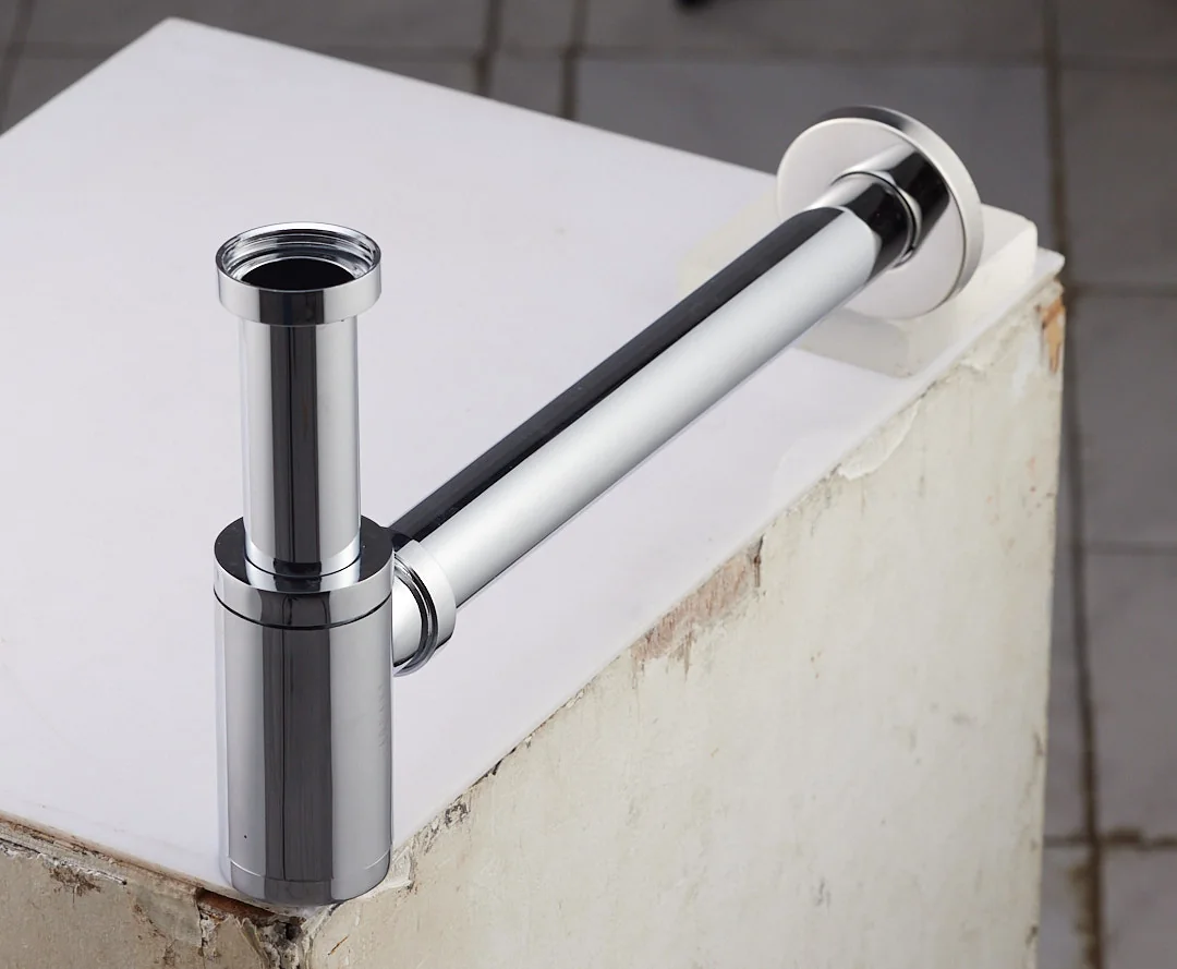 Aquant 1003 CP Brass Bottle Trap · Chrome — Exposed bottle trap for wall-hung basins.