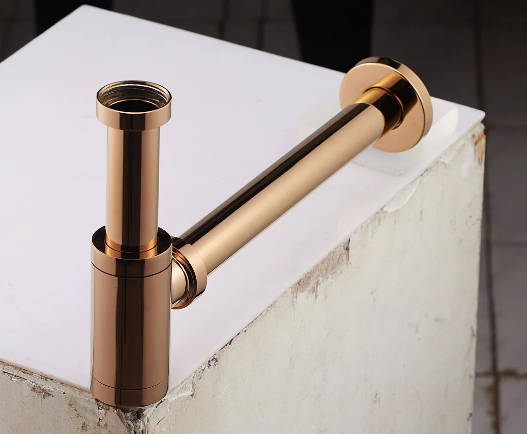 Aquant 1003 RG Brass Bottle Trap · Rose Gold — Exposed bottle trap for wall-hung basins.